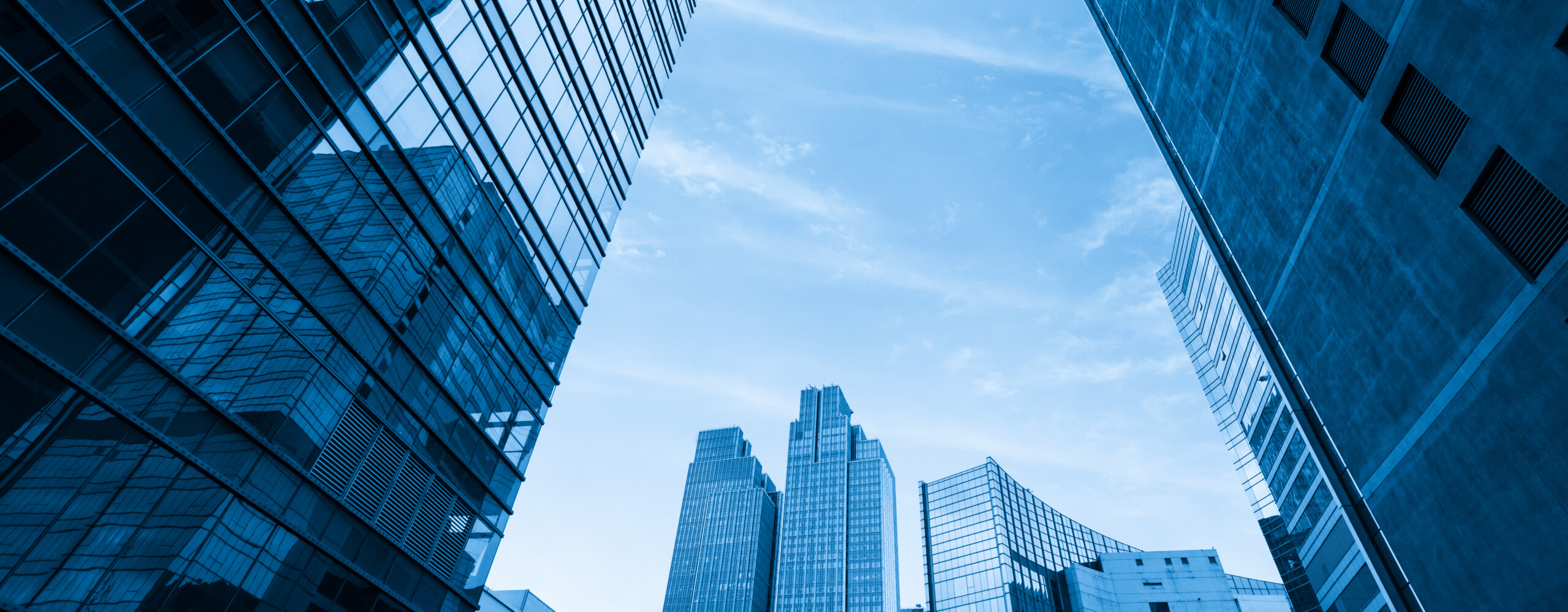 Blue tinted office buildings